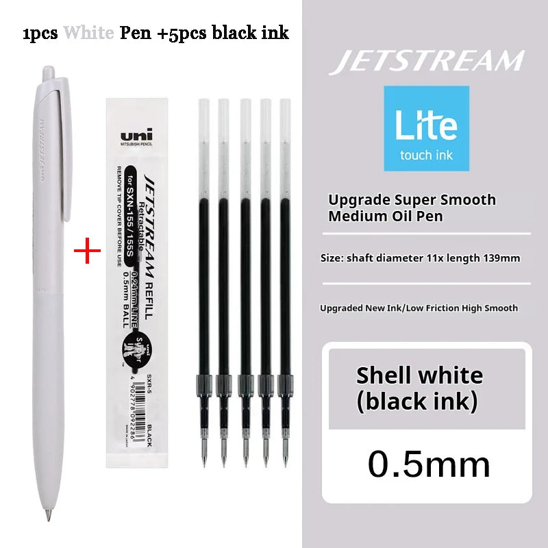 Uni Permanent Ballpoint Pen Jet Stream Anti-slip Cloudy Recycled Eco Shell Friction Super Smooth Ink Oil Pens Portable Supplies