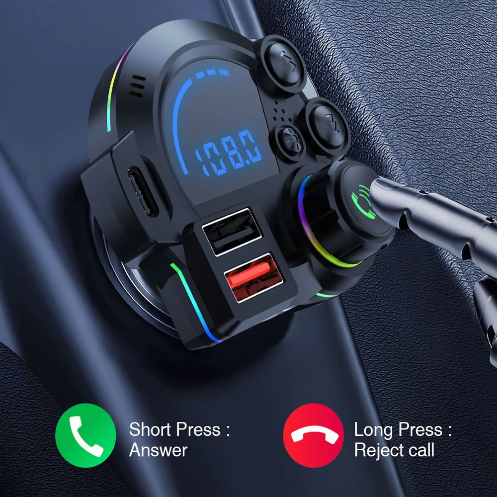 Car USB Chargers Car Bluetooth MP3 Music Hands-free Call P22 V5.3 FM Transmitter QC3.0 + PD20W Dual Fast Charging Interior Parts