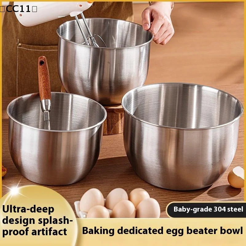 Stainless Steel Mixing Bowl Deep Design Cooking Baking Cake Bread Salad Egg Beater Basin Fruit Container  Cooking Tools〔CC11〕