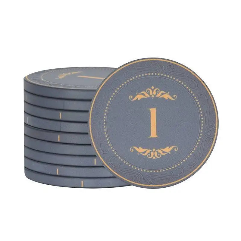 10pcs Poker Chips 43mm Ceramic Matte Texture Professional Texas Poker Botton Code Baccarat Game Board Table Entertainment Set