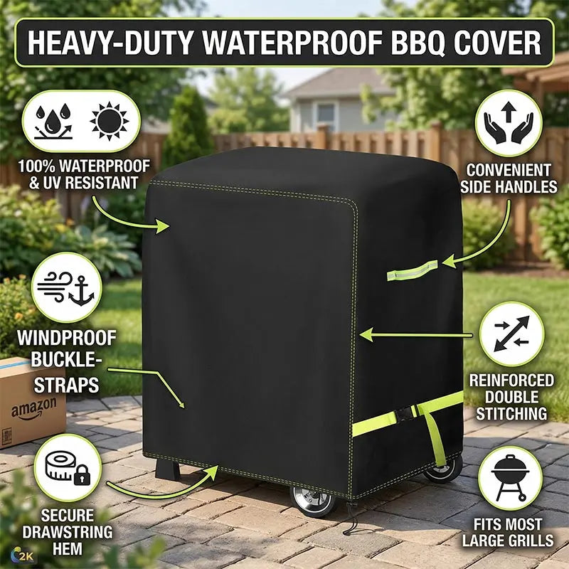 420D Outdoor Barbecue Cover, Marine Barbecue Stove Protective Cover, Lightweight Portable, Dust Cover, Waterproof and Sun Protec