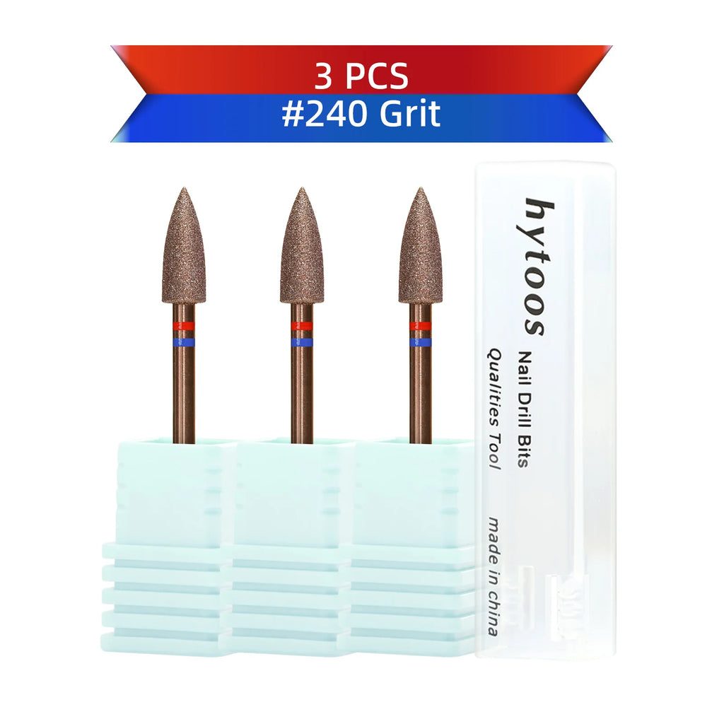 HYTOOS Copper Coated Diamond Cuticle Clean Nail Drill Bit Large Cone Dead Skin Cleaner Russian Prep Tool for Manicure Technician