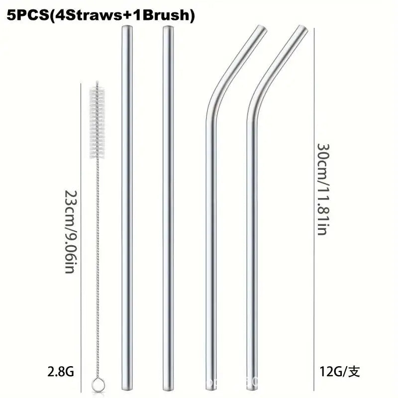 30cm Straws for CUP Reusable Stainless Straws 4Set Colorful Healthy Eco Friendly Drinking Straws for Cocktail Smoothie