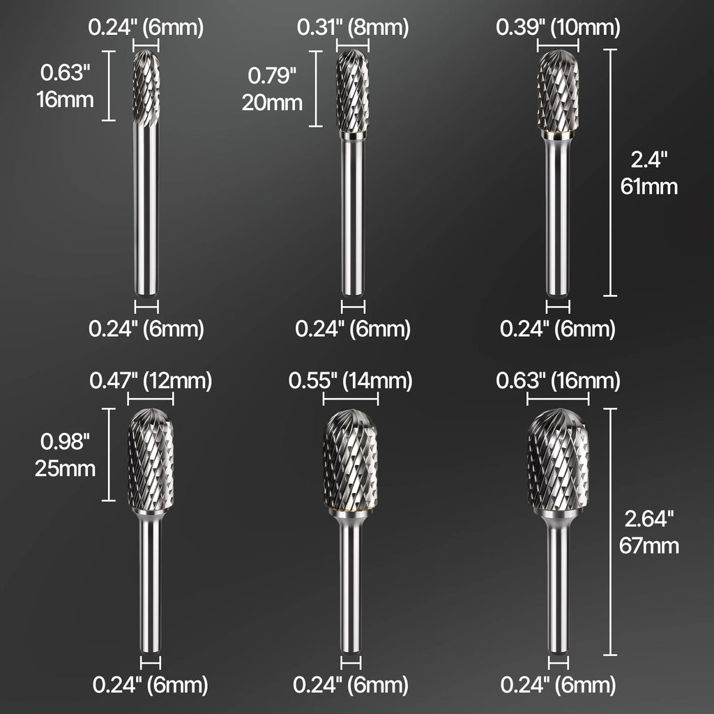 6mm CX Type Head Carbide Rotary File Tool Point Burr Grinder Abrasive Tools Drill Milling Carving Bit Tools For Metal