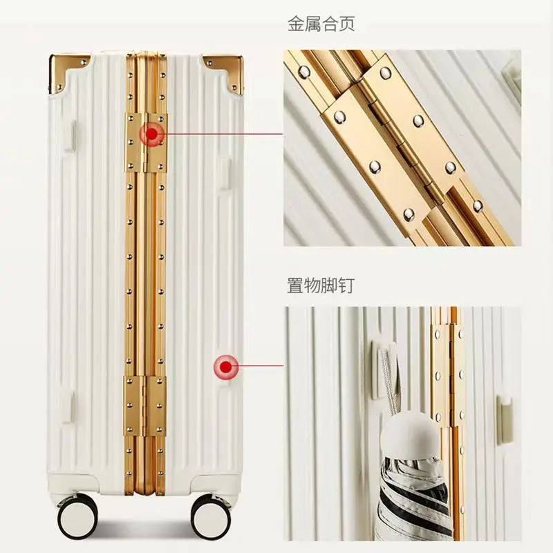 20-30inch Shockproof and Drop-resistant Suitcase Large Capacity Travel Luggage Aluminum Frame Password Lock Student Trolley Case