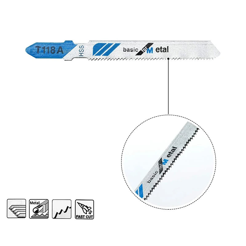 5Pcs/set  HSS T118A Jig Saw Blades Wood Metal Fast Cutting Reciprocating Saw Blade AP16 High Carbon Steel Jig Saw Blades