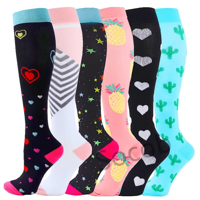 6/7 Pairs Compression Socks Varicose Diabetes Sock Running Cycling Hiking Touring Bicycle Marathon Outdoor Rugby Edema Long Tube