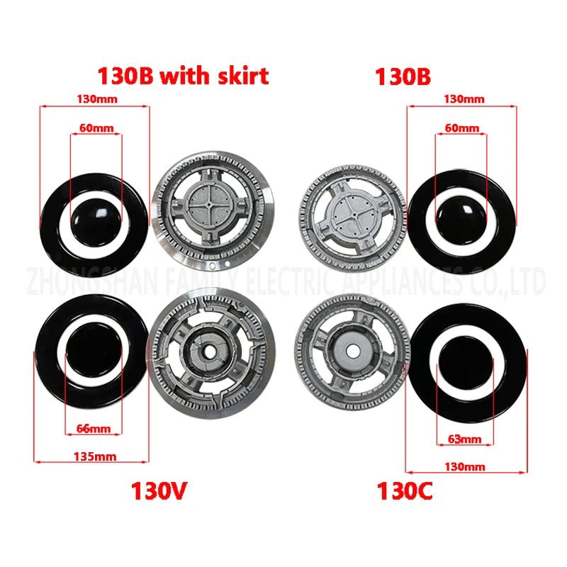 High temperature resistant AL base without caps heat resist aluminum parts seat burner for 55/75/100/130/135mm cap
