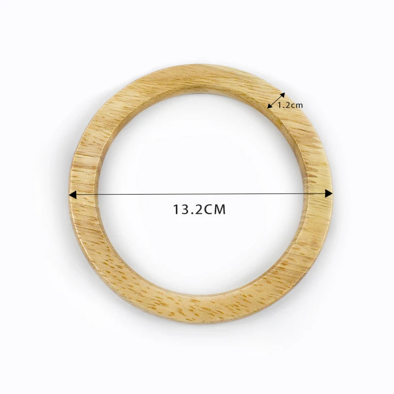 2Pcs Deepeel Natural Wooden Bag Handle Purse HandBags O Ring Handles Purses Round Frame DIY Bags Bracket Replacement Accessories