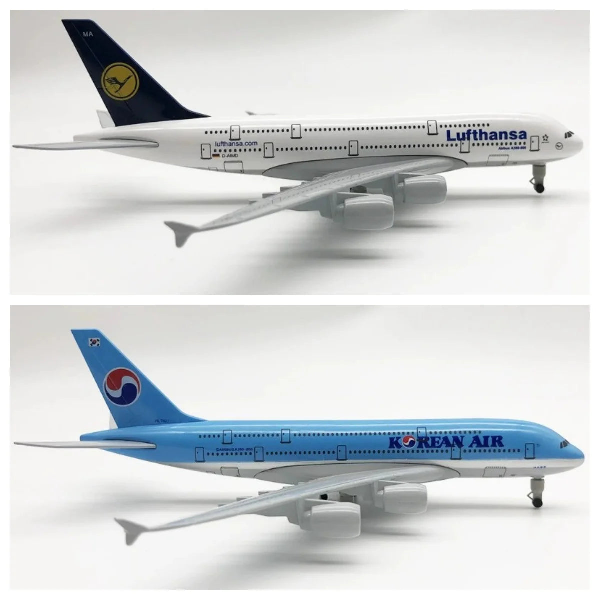 2pc 20cm Metal Model Airplanes A320 330 350 380 Aviation Diecast 1/300 Scale Aircraft For Adults Fun Souvenir With Wheels & Base