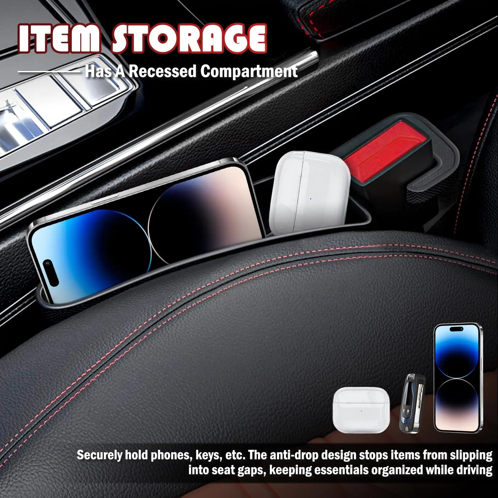 2Pcs Short Car Seat Gap Filler Seat Crevice Storage Box Bag Between Seats Console Organizer Decoration Interior Auto Accessories