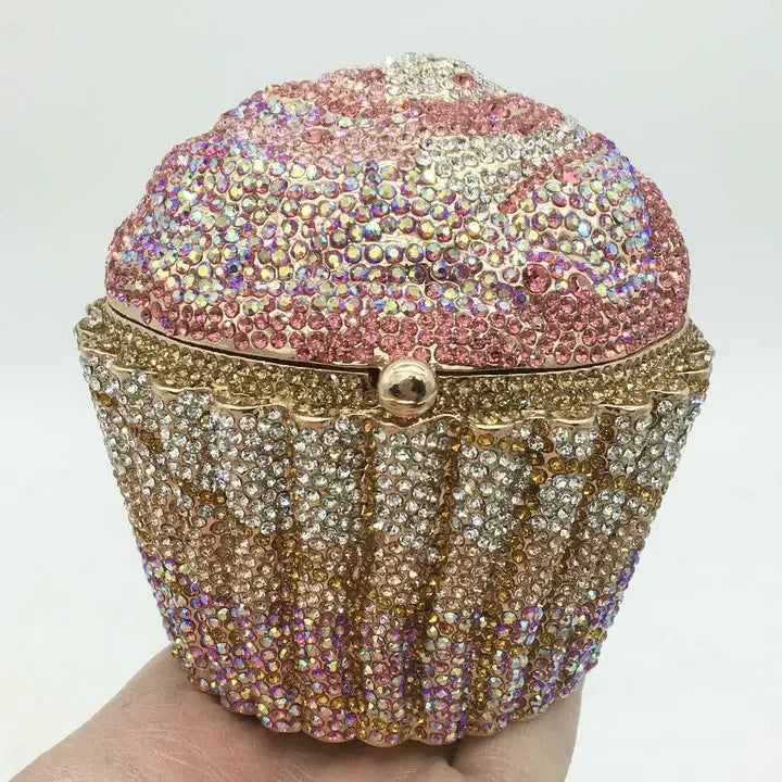 Boutique De FGG (in stock) Women Cupcake Clutch Evening Bag Crystal Wedding Purse and Handbag Bridal Party Minaudiere Bag