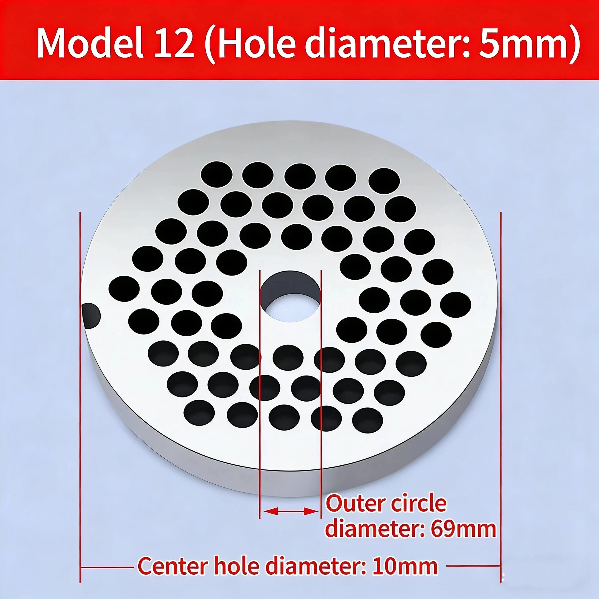 12 # Electric Meat Grinder Orifice Plate Blade Accessories, Stainless Steel Orifice Plate Grate Discharge Plate Round Knife