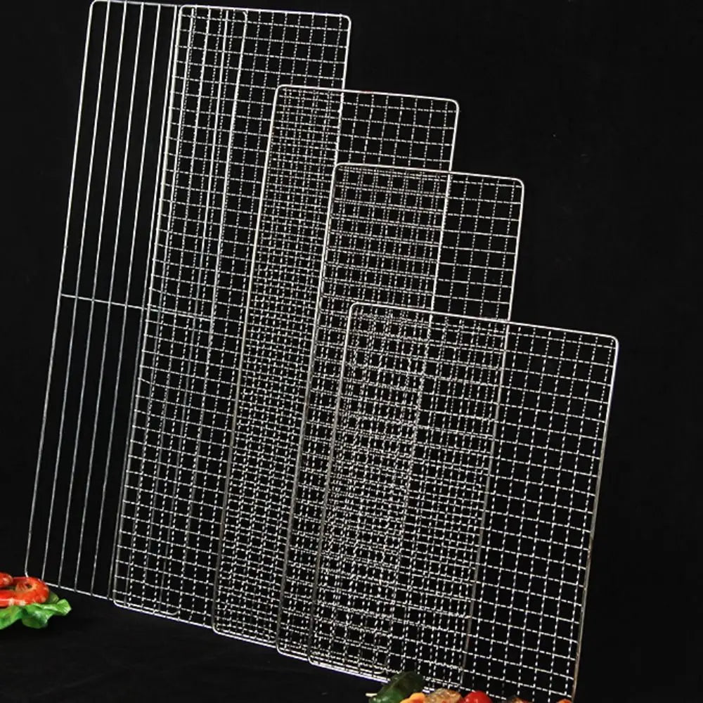 New Stainless Steel Grill Rack Grids Reusable Nonstick BBQ Roasting Rack Rectangular Grill Grate Mesh Pads Oven