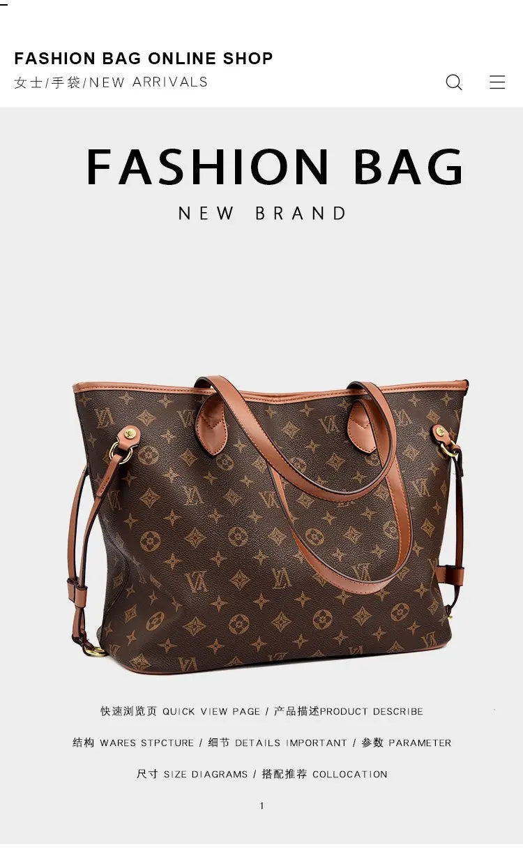 Stylish Vintage Inspired Designer Diaper Bag Women Luxury Leather Tote Large Capacity Elegant Crossbody Shoulder Bag Simple