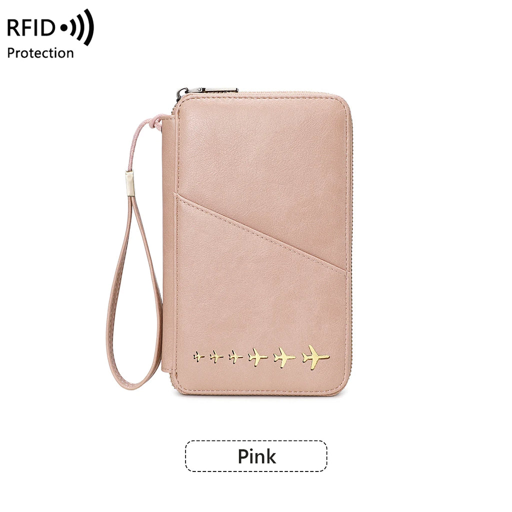 New Family Passport Holder Wallet RFID Blocking Travel Document Storage Bag Women Men Multifunctional PU Leather Passport Wallet