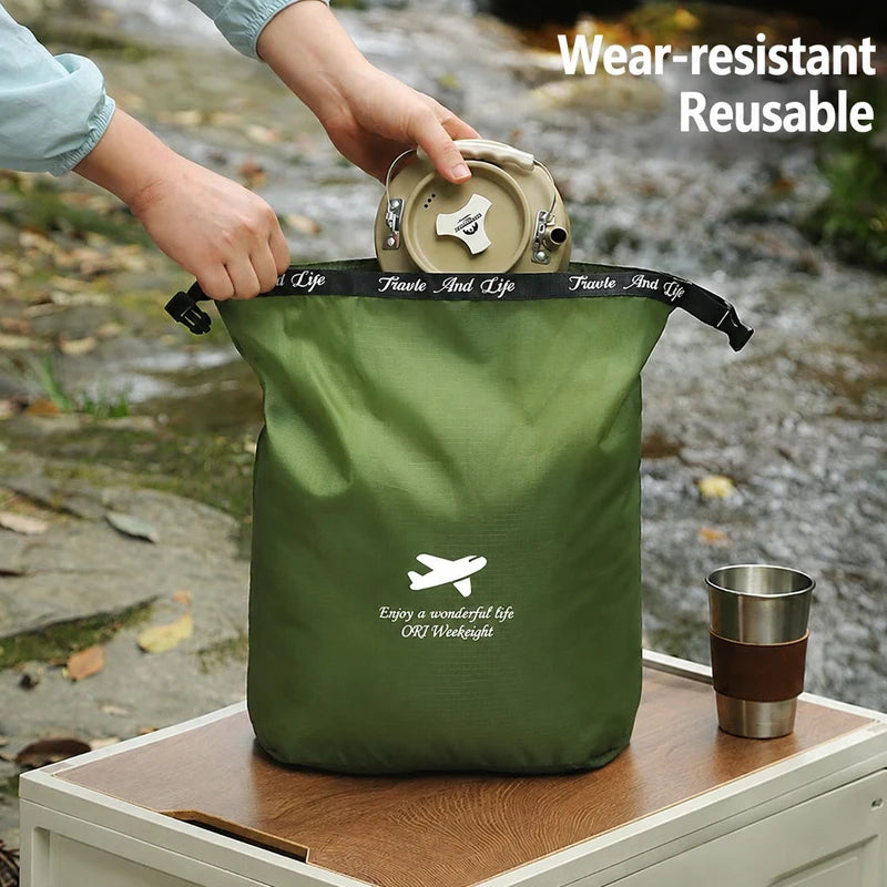 SEAMETAL Multifunctional Outdoor Folding Bag Waterproof 420D Oxford Dry Bag Large Capacity for Hiking Swimming Trekking Storage