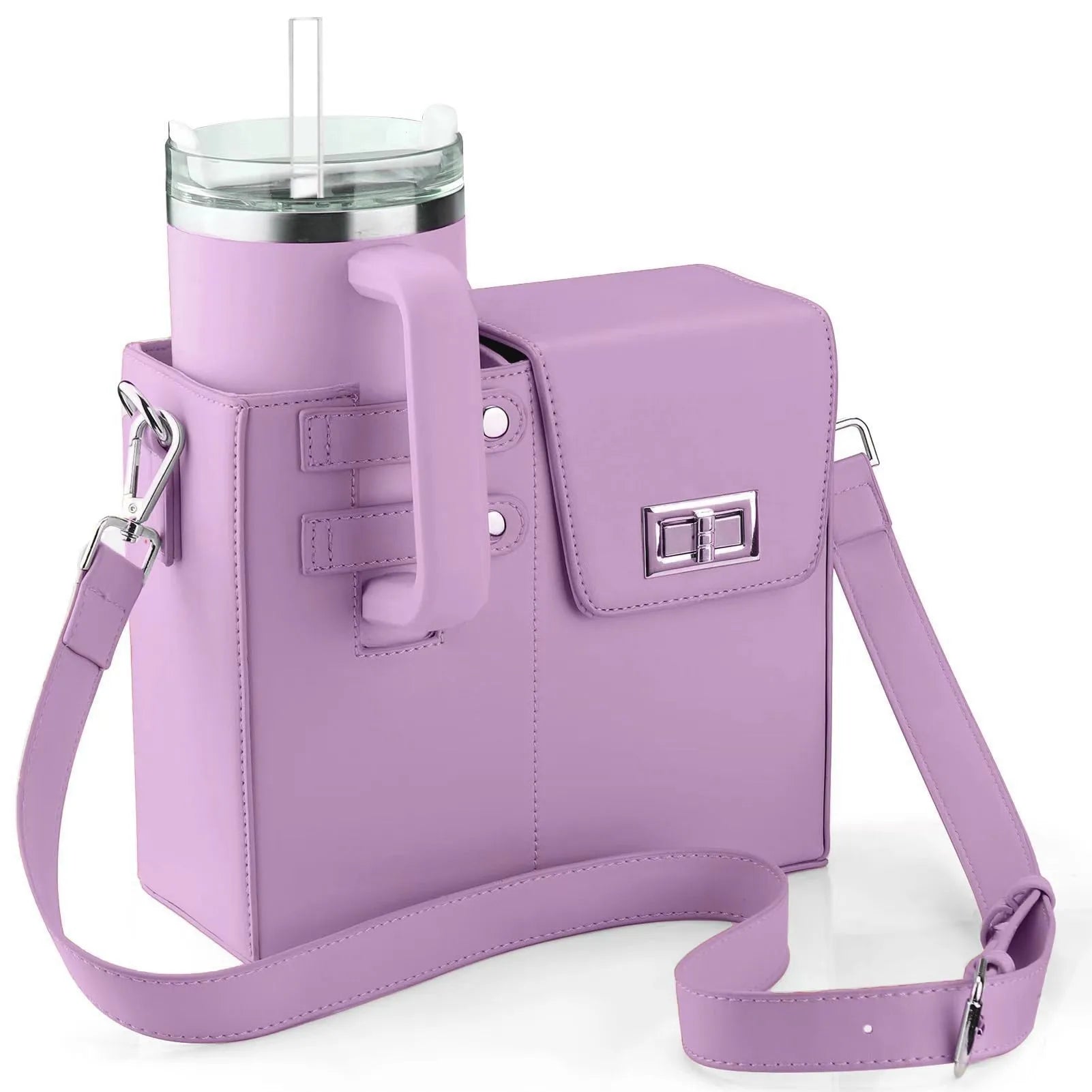 Fashion Crossbody bag with Water Bottle Holder PU Leather Shoulder Bag for Daily Commute Hiking Commute Outdoor Travel