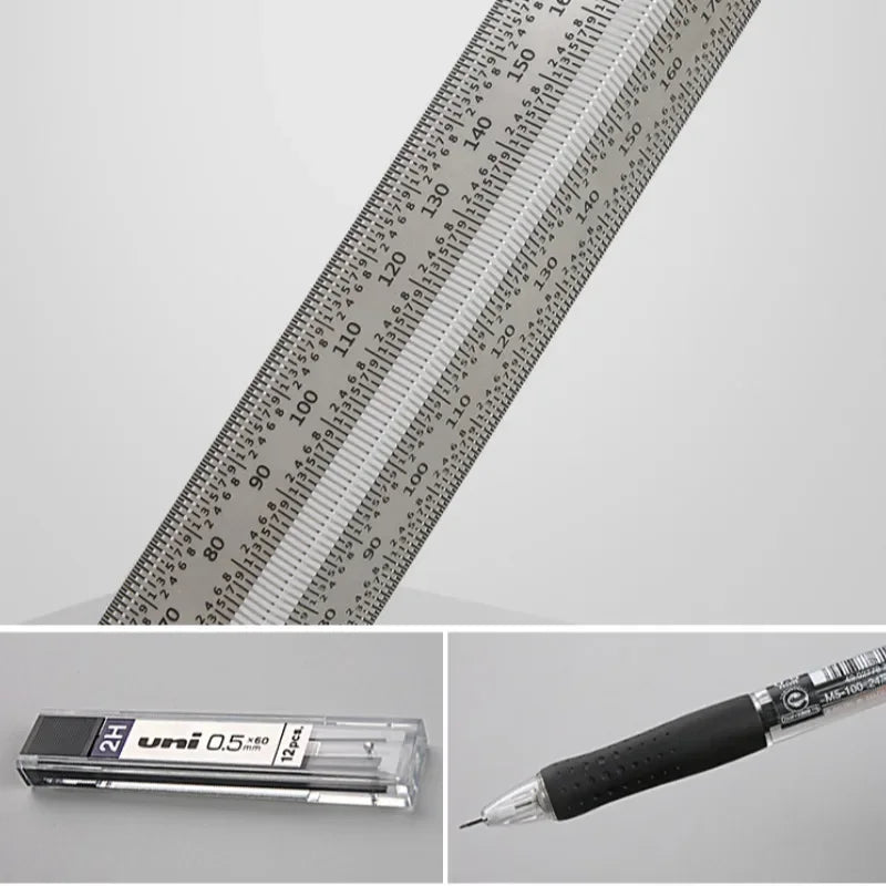 Stainless Woodworking Scribing Mark Line Gauge Carpenter Measuring Tool High-Precision Scale Ruler T-Type Hole Ruler