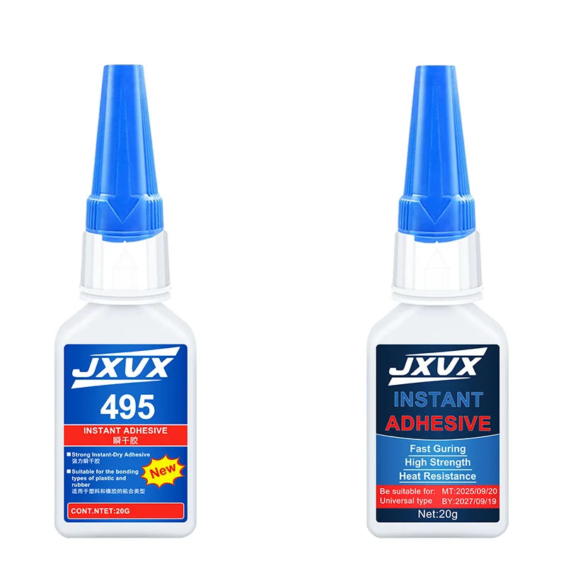JXVX Super Instant 495 Glue,5Sec Super Glue Strong Bond for Shoes/Glass/Metal/Wood/Plastic,Ceramic Quick Dry Industrial Strength Instant Adhesive Tool