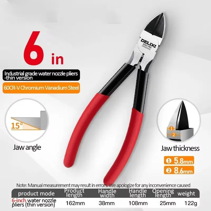 DELIXI ELECTRIC 5/6 Inch Diagonal Cutting Pliers,Chromium Vanadium Steel,Portable Manual Hand Tool for Cutting Copper Wire.