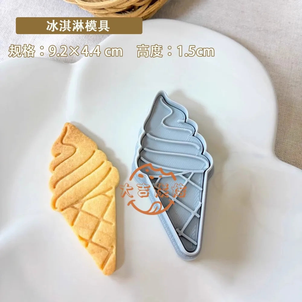 Ice Cream Cone Shape Cookie Mold Ice Cream Cone Chocolate Fondant Biscuit Mold Cake Dessert Gift Making Tools