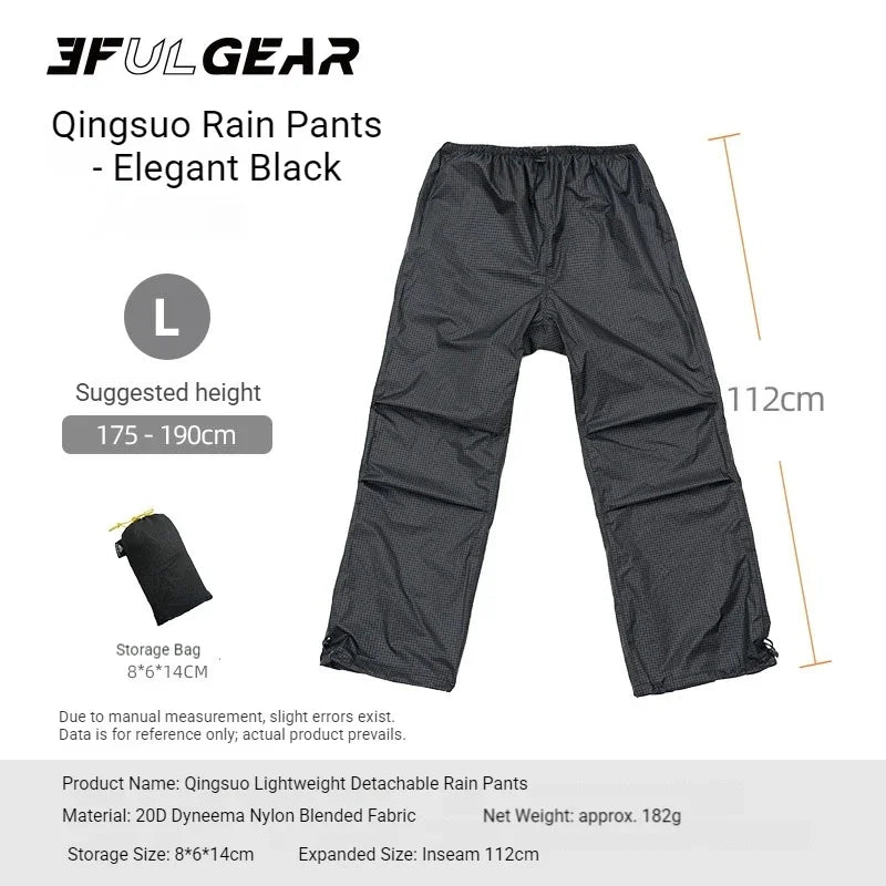 3F UL GEAR Split Hiking Raincoat Rain Pants Waterproof 15D Nylon Lightweight Outdoor Camping Rain Coat Gear Poncho Women Men