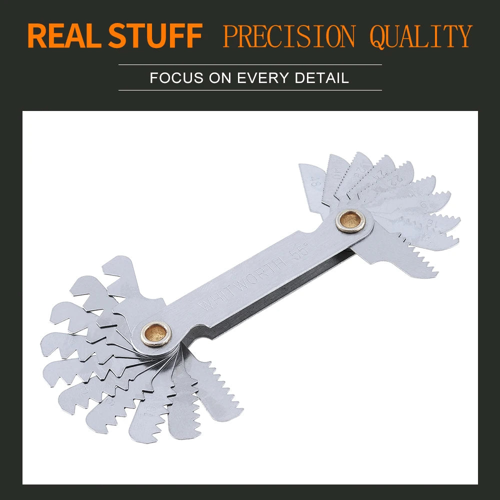 55-60 Degree Stainless Steel Screw Gauge Metric Inch US Thread Plug Gauge Gear Tooth Thread Pitch Folding Measuring Tool
