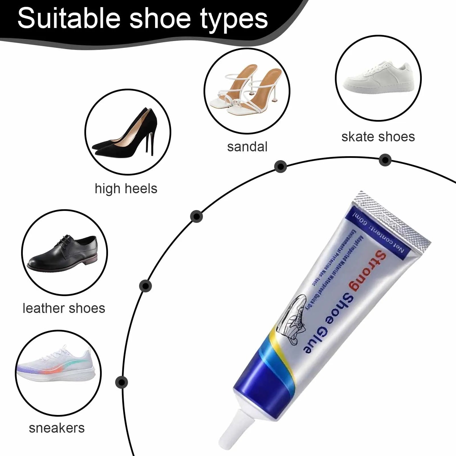 Waterproof Shoe Repair Glue 60ml, High-strength Quick-drying Glue for Boots, Leather, and Rubber, Adhesive