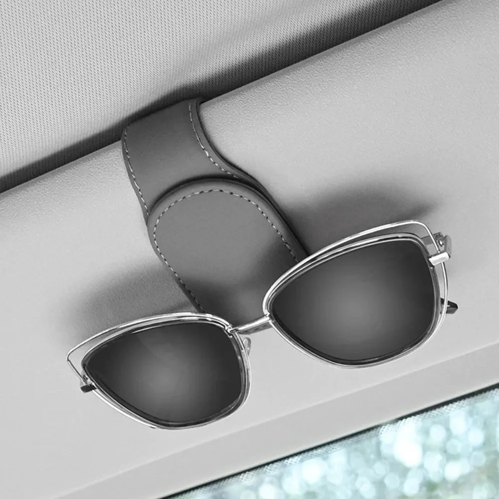 Magnetic Leather Eyeglass Hanger Clip Universal Car Sunglasses Holder Visor Organizer for Men Women Ticket Card Clip