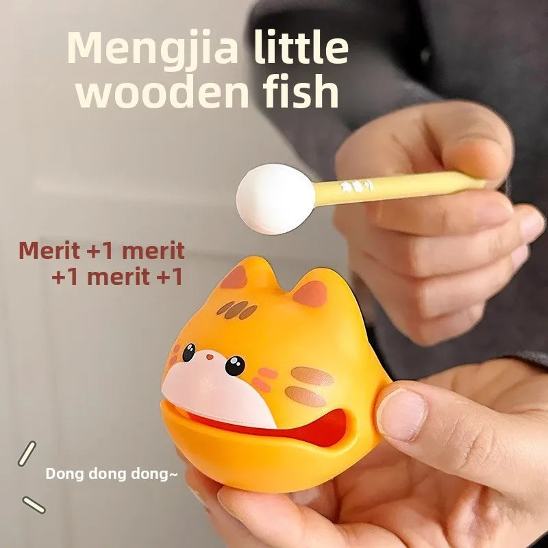 New-style stress-relief wooden fish striking calming ornament, popular netizen emotion-stabilizing toy, cute Buddhist-style