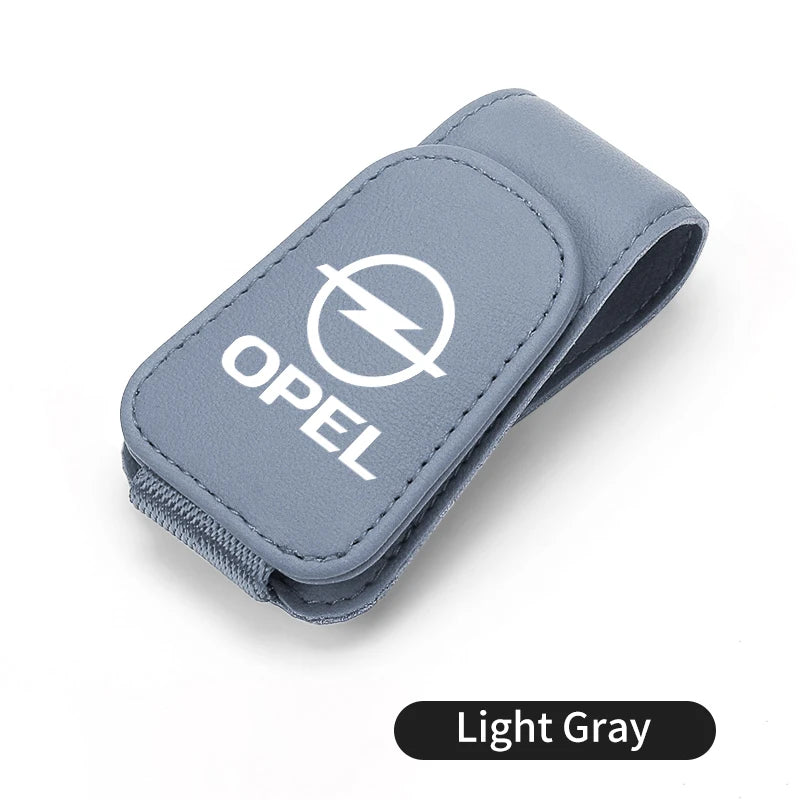 Car Magnetic Leather Card Ticket Holder Sun Visor Glasses Clip For Opel Astra H G J Insignia Corsa Zafira Meriva Mokka