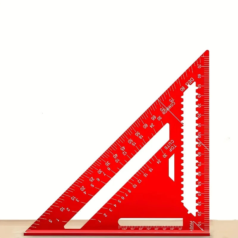 Precision aluminum square - red triangular woodworking ruler, home decoration and design projects