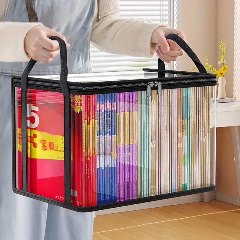 PVC Storage Bag with Flip Lid & Viewing Window - Durable Rectangular Organizer for Toys, Crafts, Books, School Supplies, Snacks