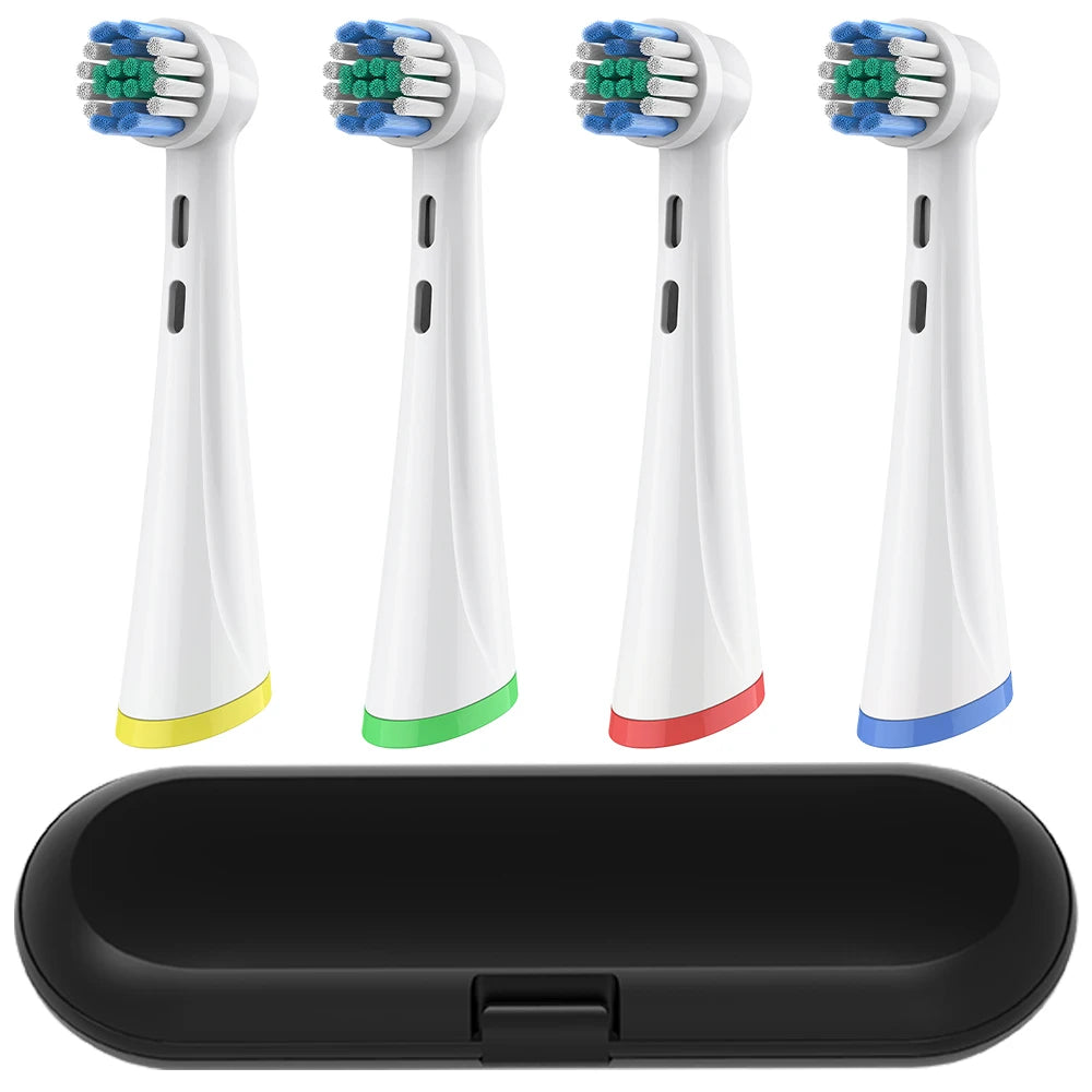 Toothbrush Travel Container & Rotating Replacement Brush Heads Compatible with Oral B iO 2/3/4/5/6/7/8/9/10 Electric Toothbrush