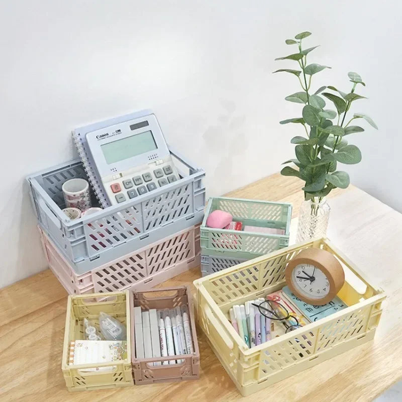 6Color Foldable Storage Baskets Student Desktop Holder Tape Stationery Cosmetic Storage Box Home Office Organizer Container