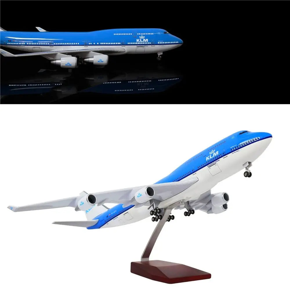 747 Klm Model Toy 47cm 1:130 Scale Plane With Light &Wheels Resin Airplane Models For Collected Gift By Aviation