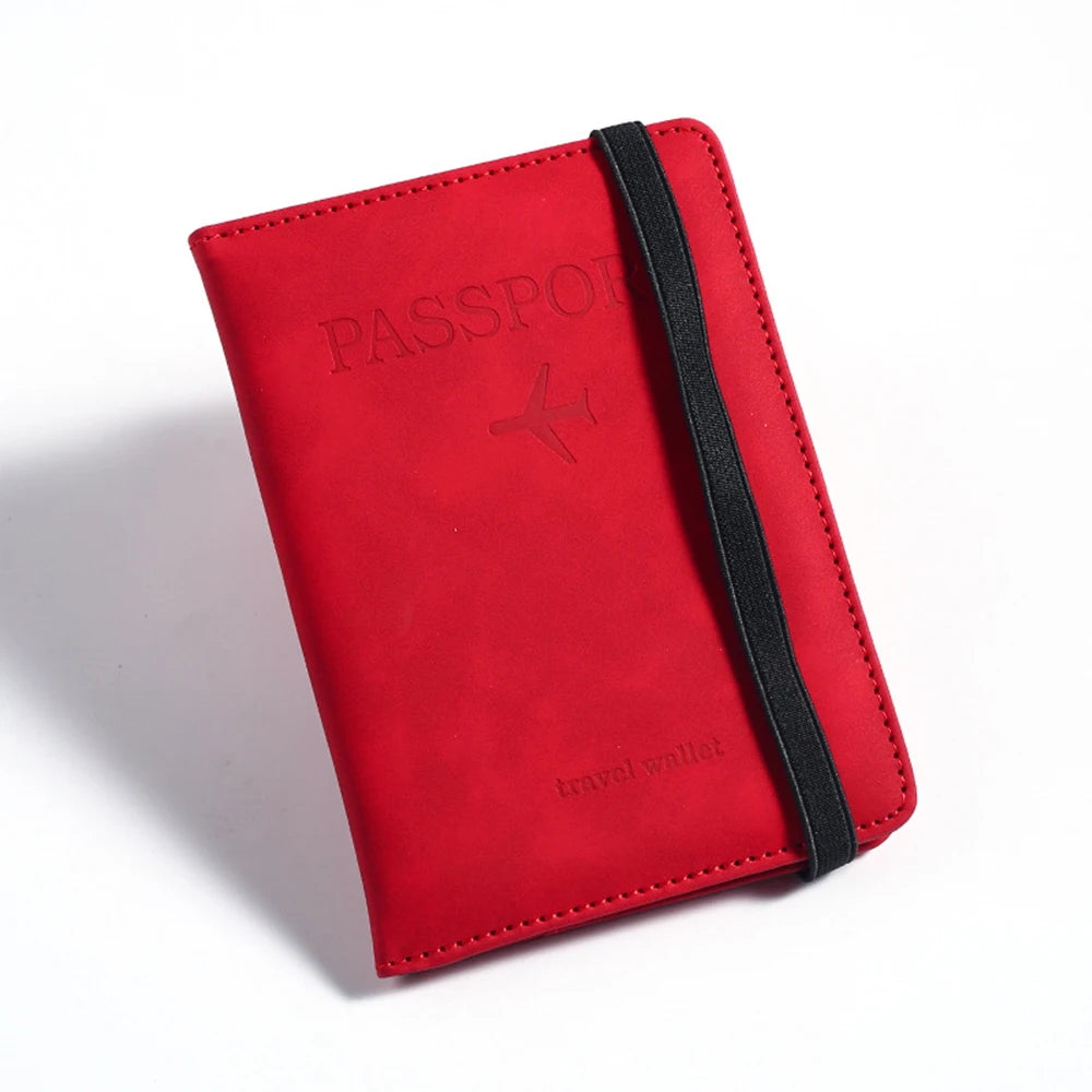 Customized Name PU Men's RFID Passport Holder 2-Style Envelope, Airplane Pattern Printed Anti-Theft Passport Wallet, Minimalist