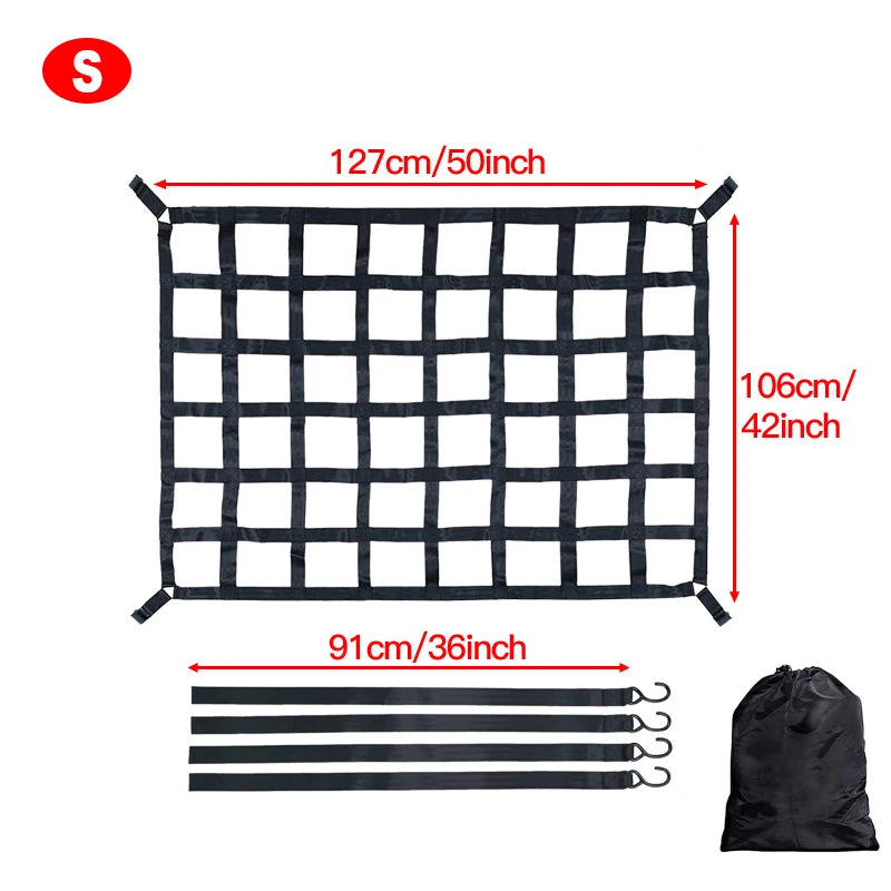 Car Trunk Rooftop Net Heavy Cargo Net Mesh Cargo Net Truck Trailer Dumpster Extend Mesh Covers Luggage Nets With 4 Fixed Belt