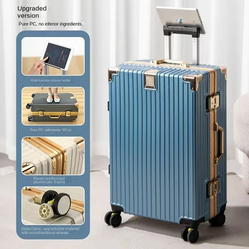 20-30inch Shockproof and Drop-resistant Suitcase Large Capacity Travel Luggage Aluminum Frame Password Lock Student Trolley Case
