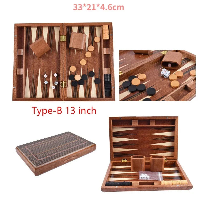 11-17 Inch Wooden Backgammon Luxury Chess Set Foldable Large Backgammon Board Handmade Professional Chess Family Table Game Gift