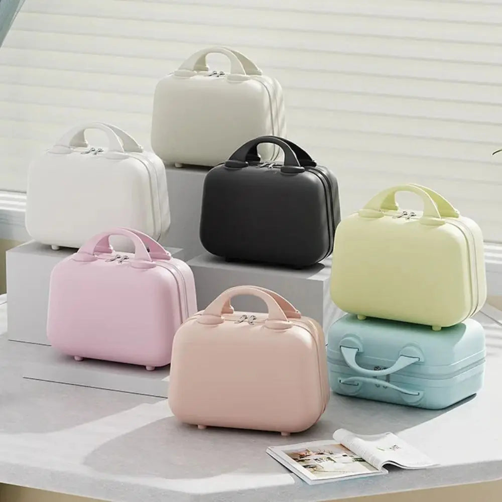 Storage Toiletry Box Solid Color Suitcase Square Box Large Capacity 14-inch Cosmetic Cases Portable Zipper Makeup Case Travel