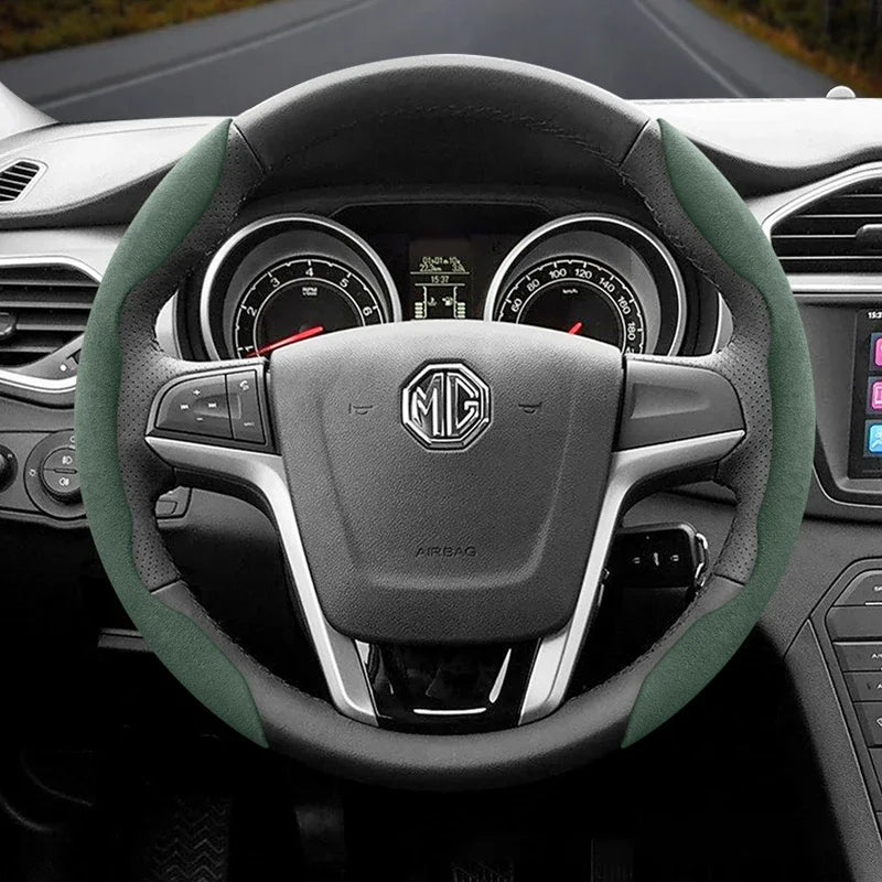 Suitable for Mg Non-Slip Buckle Segmented Suede Steering Wheel Cover Suitable for Zs Mg3 Hybrid Luxury 2025 One Mg4 Mulan Hs 5 6
