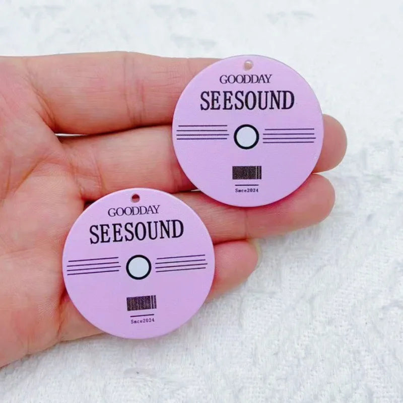 10pcs Acrylic Retro Tape Record Music Pendant DIY Keychain Phone Chain Necklace Jewelry