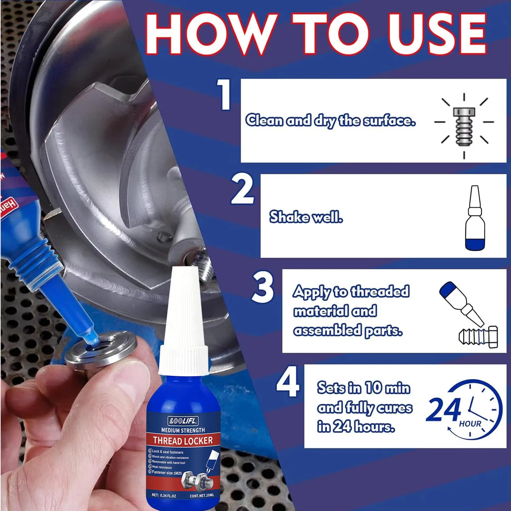 7PCS Threadlocker Screw Glue Quickly Cured Thread Locking Agent Anaerobic Adhesive Corrosion-Resistant Anti-Loosening Glue
