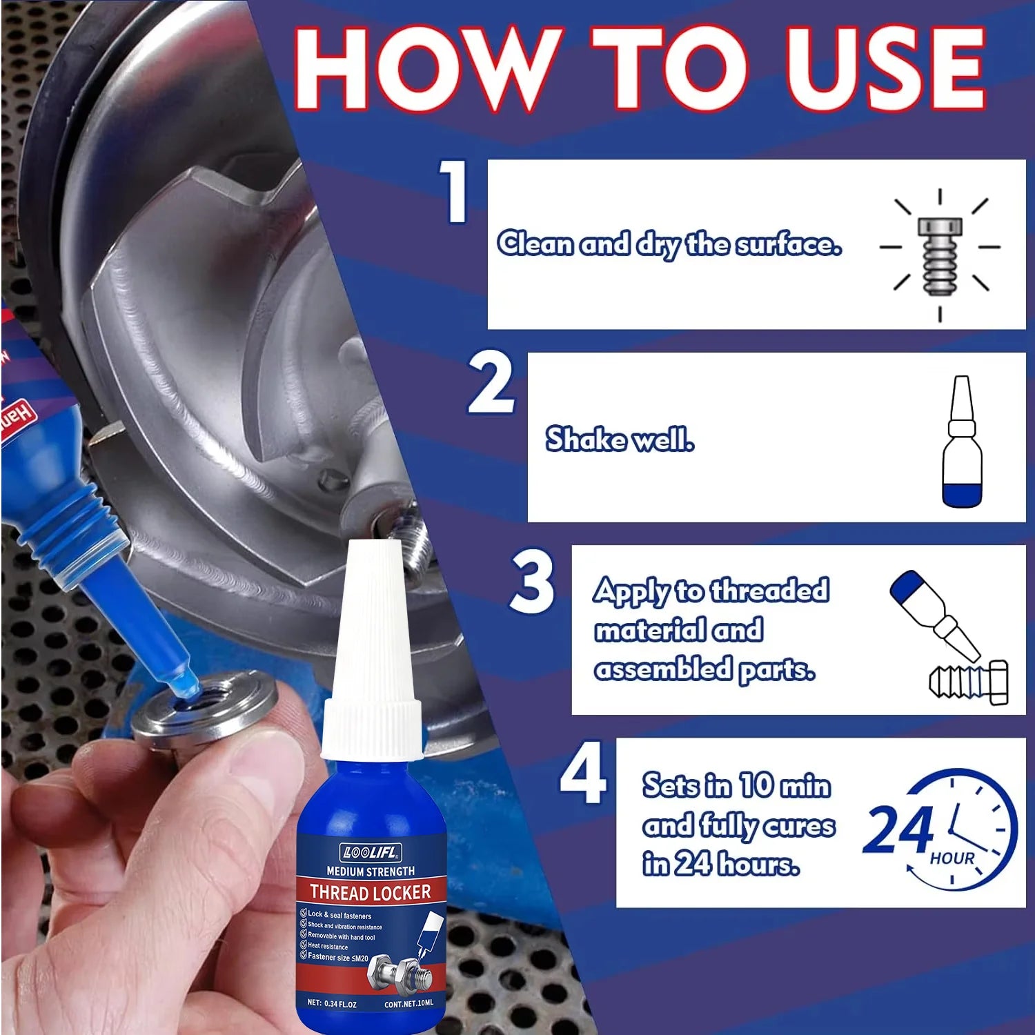 7PCS Threadlocker Screw Glue Quickly Cured Thread Locking Agent Anaerobic Adhesive Corrosion-Resistant Anti-Loosening Glue