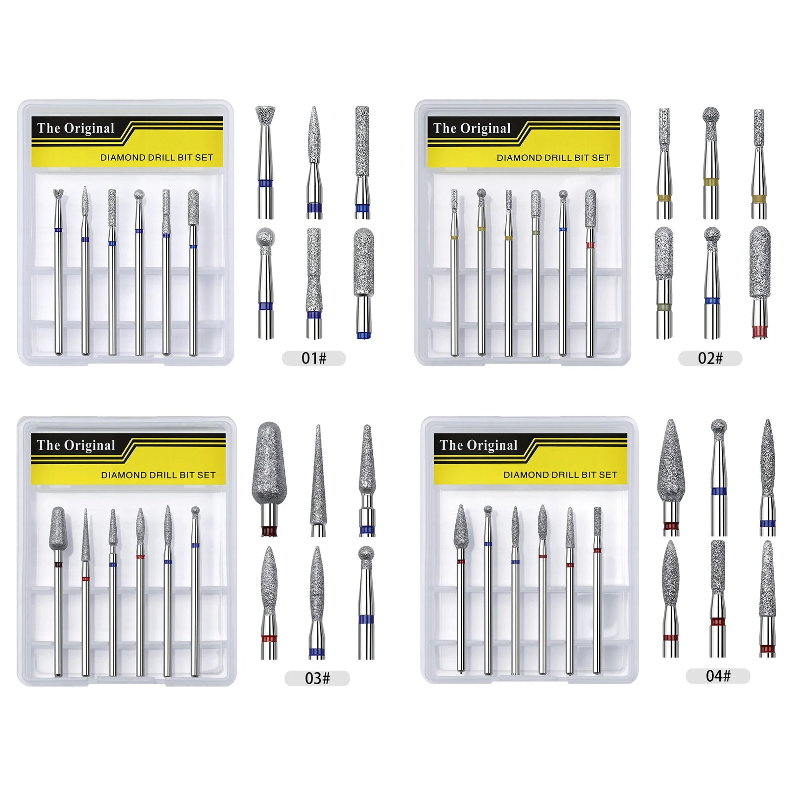 6pcs/set Nail Dill Bits Diamond Milling Cutter for Manicure 3/32" Burr Electric Cuticle Clean Nail File Cuticle Remover Tool