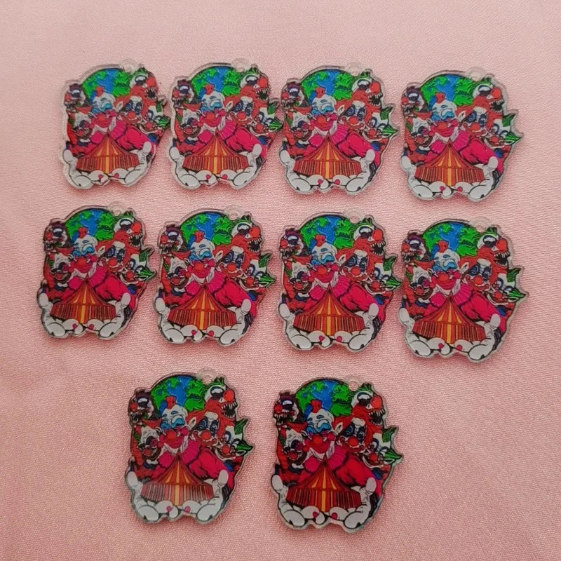 10pcs acrylic cartoon clown pendant, DIY jewelry accessories, jewelry making earrings, necklaces, keychains