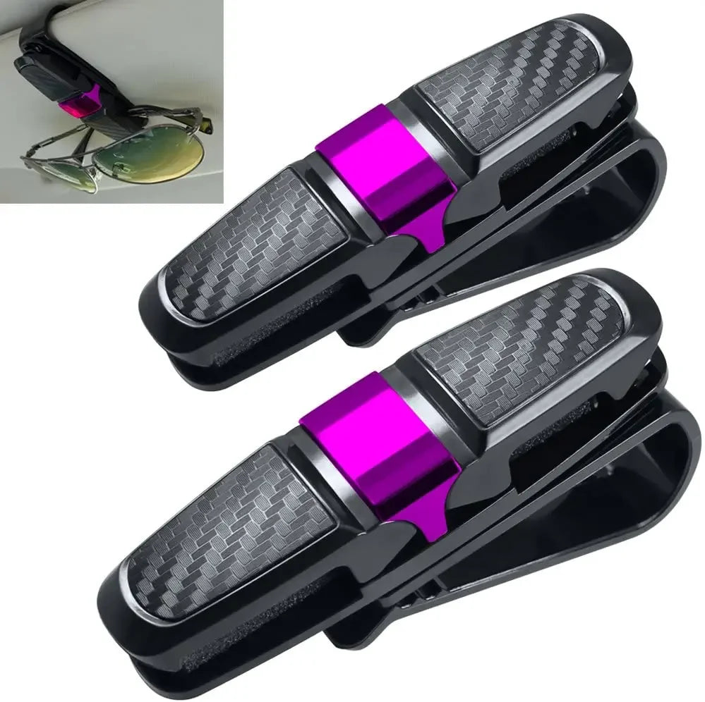 2Pcs Car Sun Visor Sunglasses Clip Car Glasses Holder Portable Ticket Card Clamp ABS Eyeglasses Case Car Interior Accessories