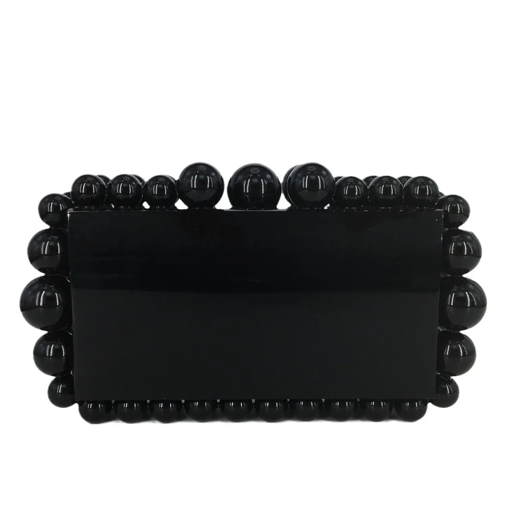 Boutique De FGG Women Acrylic Box Clutch Beaded Evening Handbags Casual Clutches Purse Chain Shoulder Bags Crossbody Bag